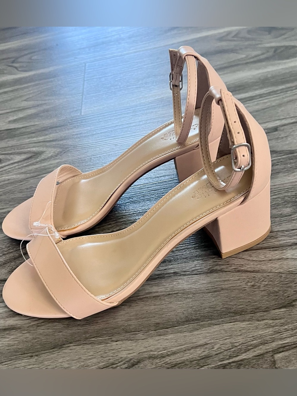 Charlotte Russe Nude Blush Block Heel Sandals with Ankle Strap